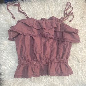 American eagle mauve ruffle tank top size small